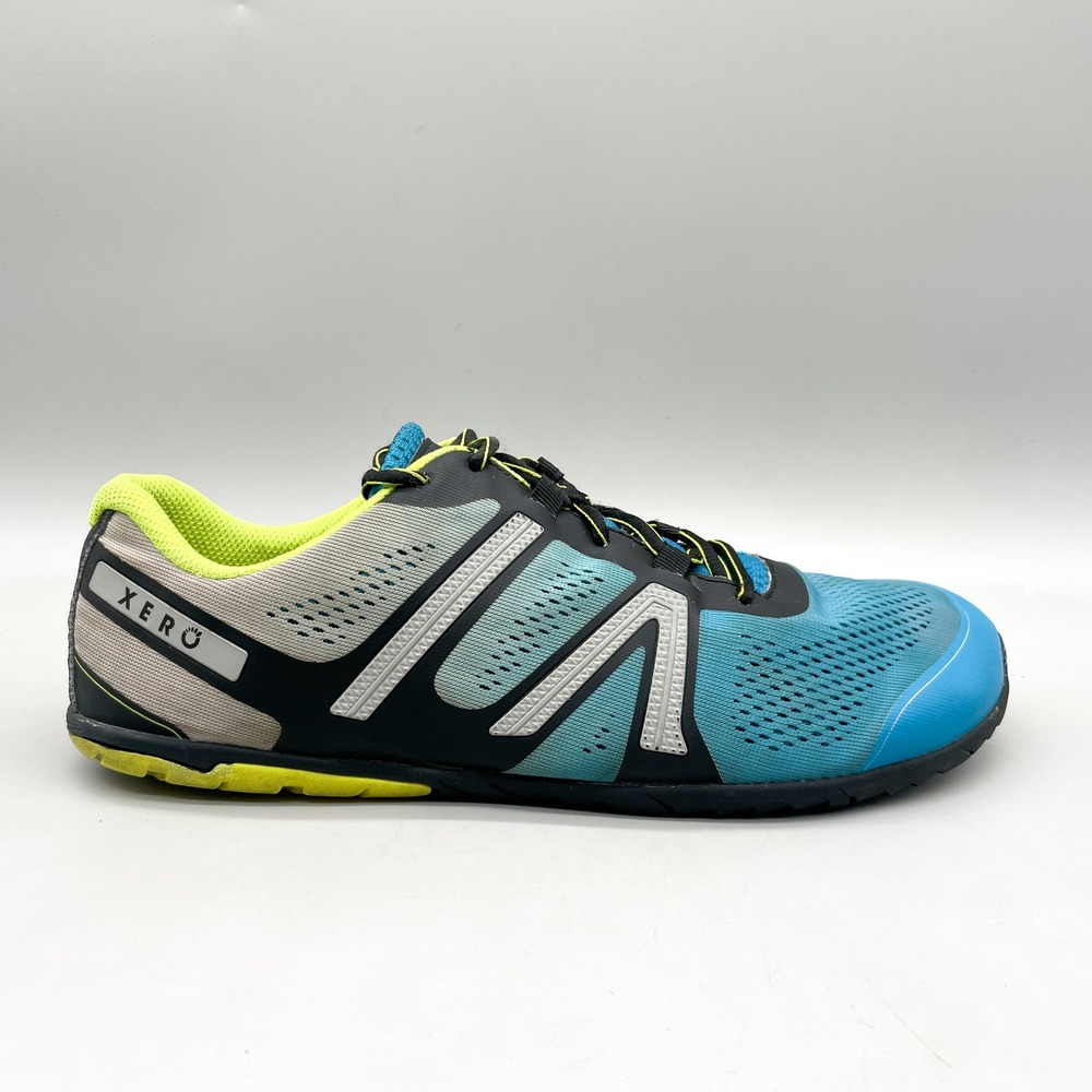 Xero Shoes Mens 12.5 HFS Barefoot Running Sneakers Blue Grey Neon Minimalist